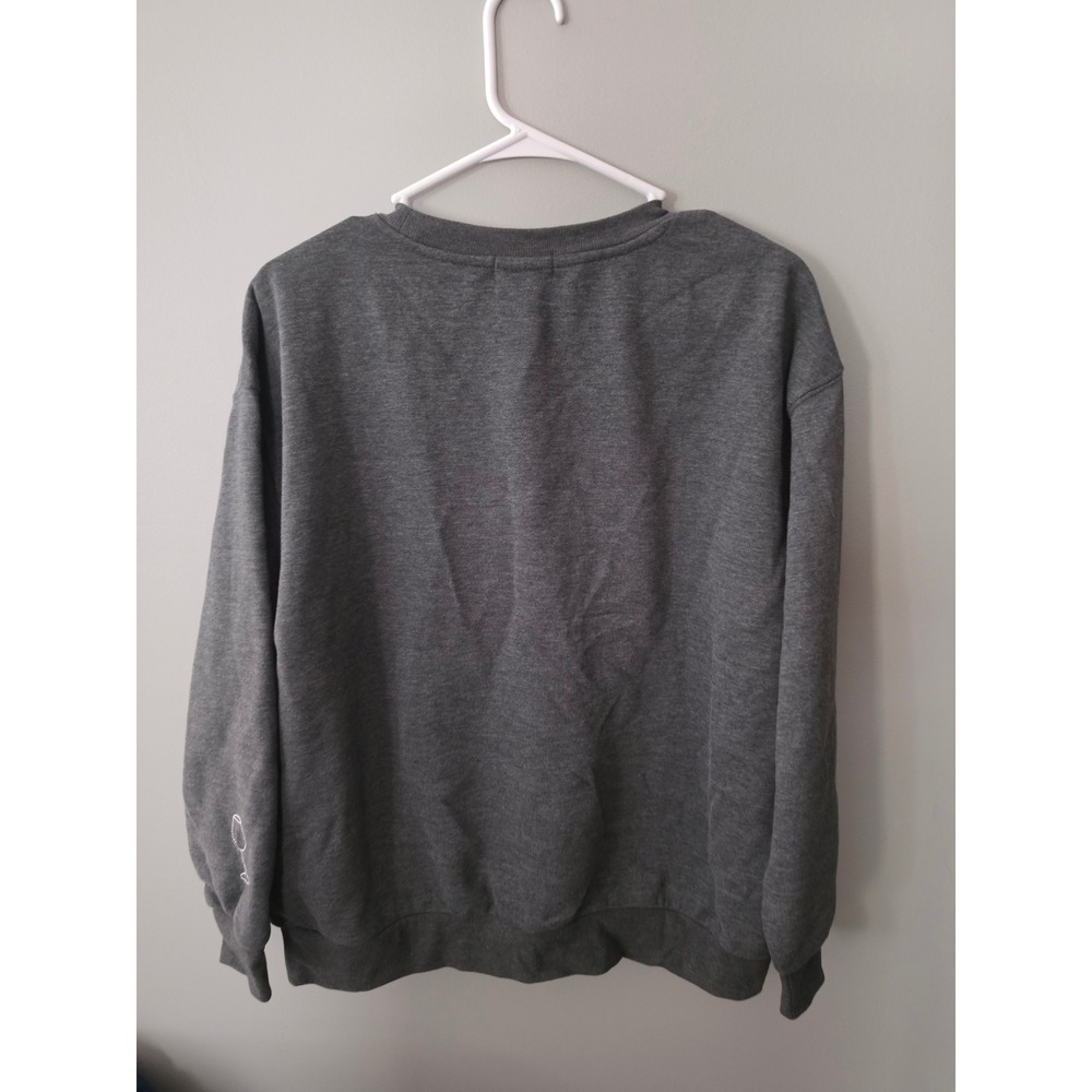 Wildfox Wine & Cheese Club Sweatshirt Charcoal Grey Embroidered Crewneck Large - Picture 2 of 5